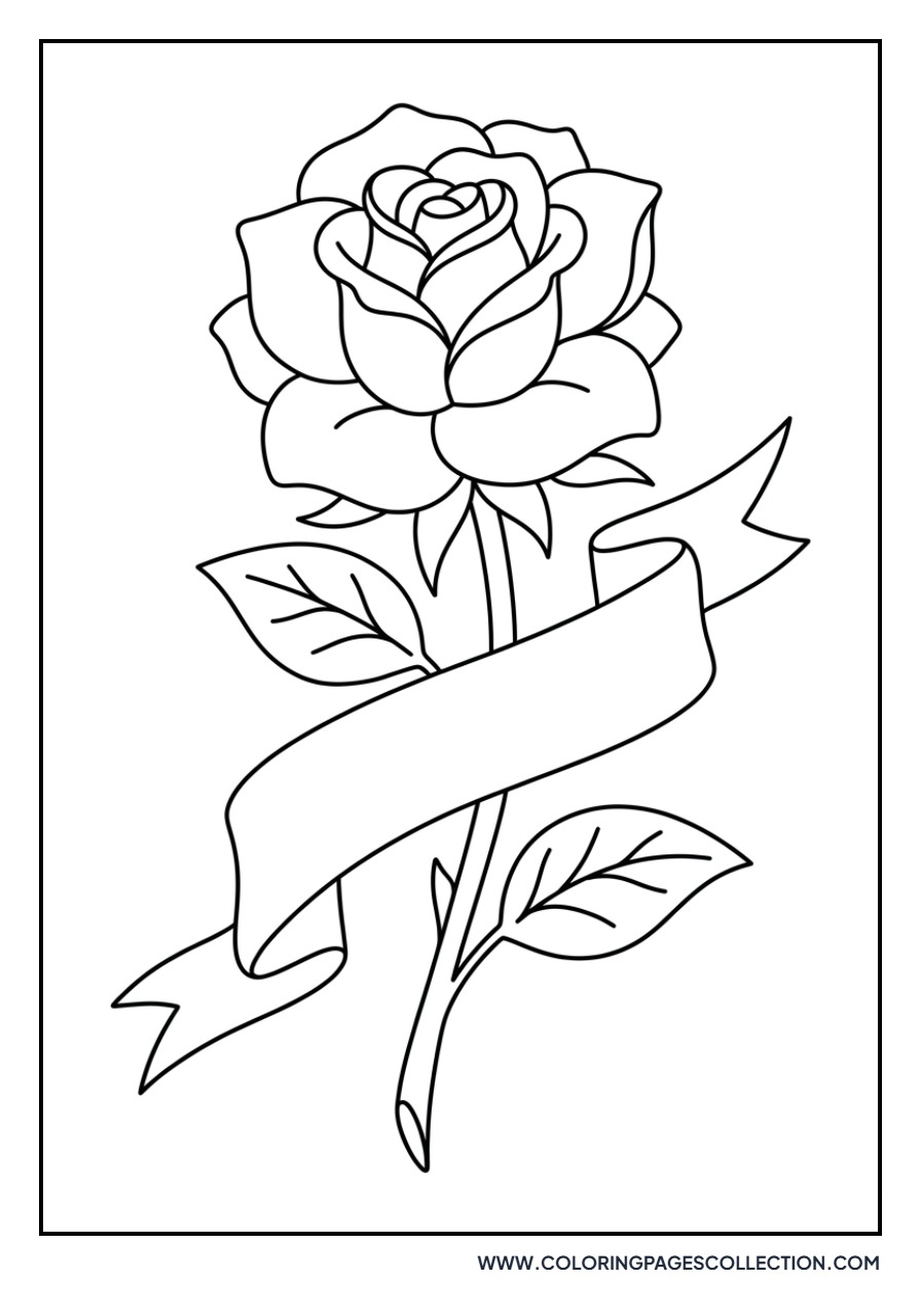 Rose with Ribbon Banner