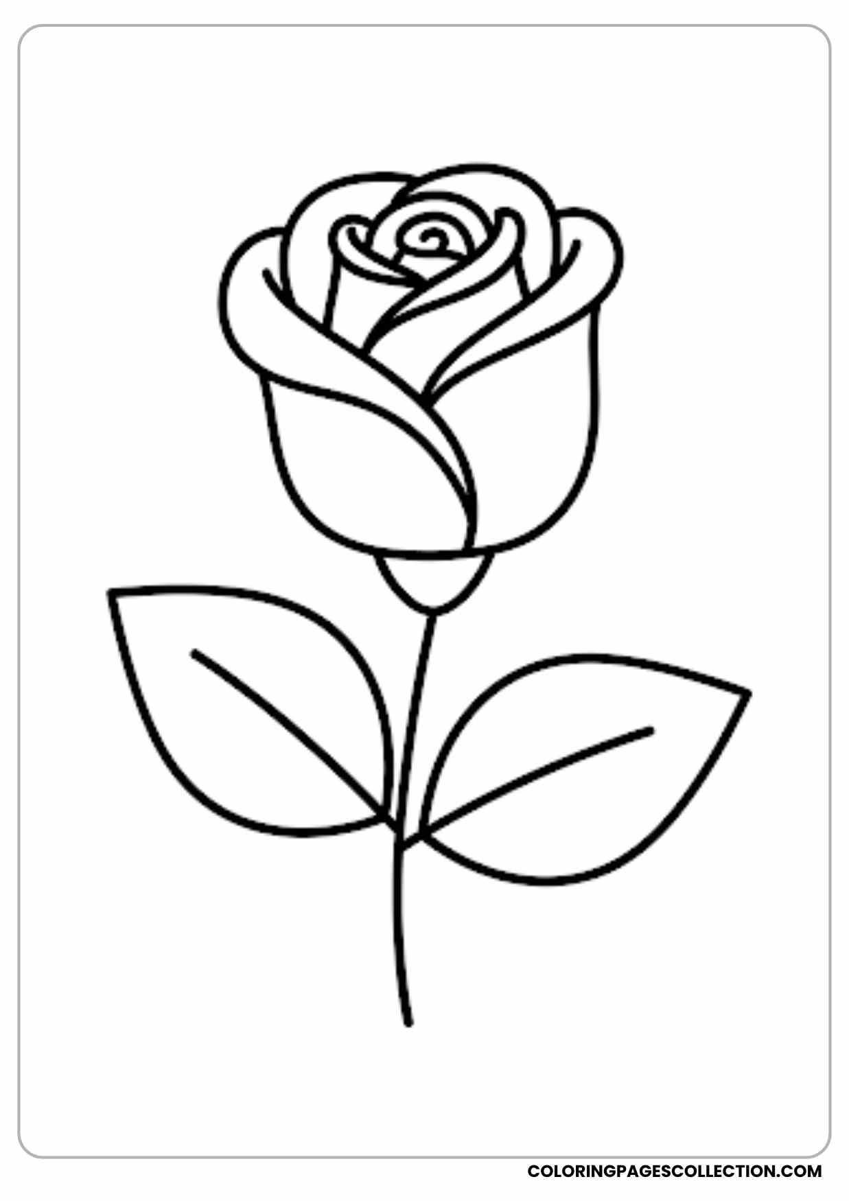 rose with two leaves coloring page