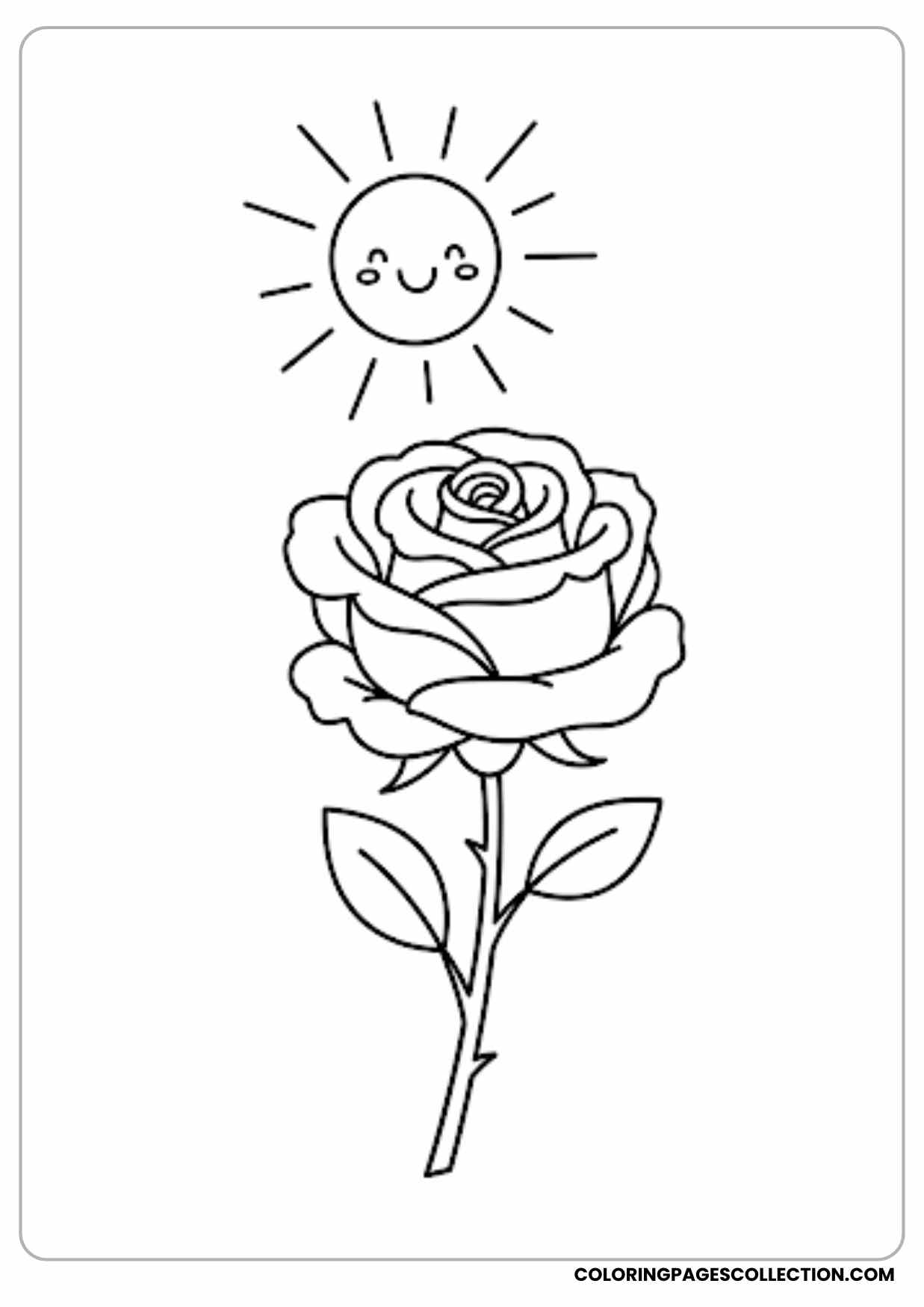 easy rose pair coloring page
