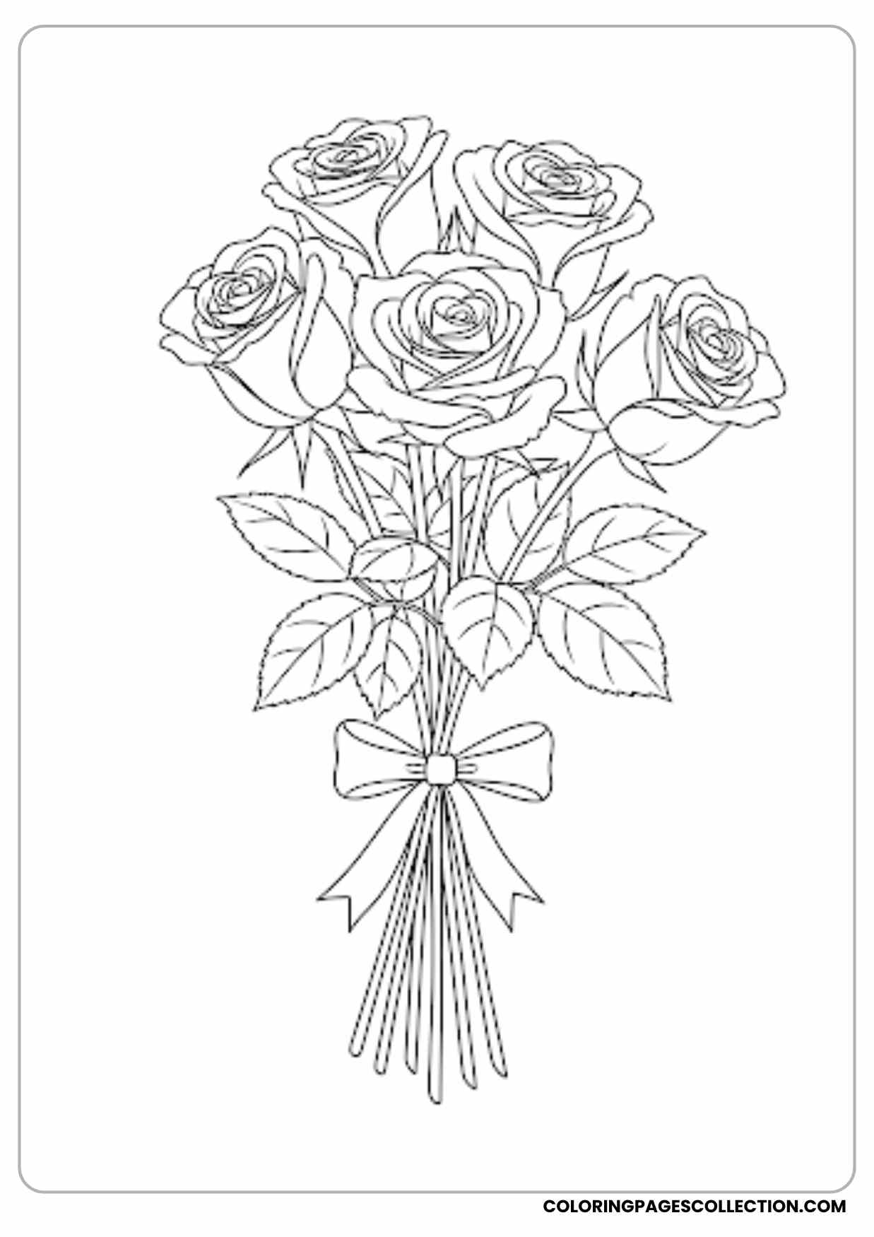 rose bouquet with ribbon coloring page