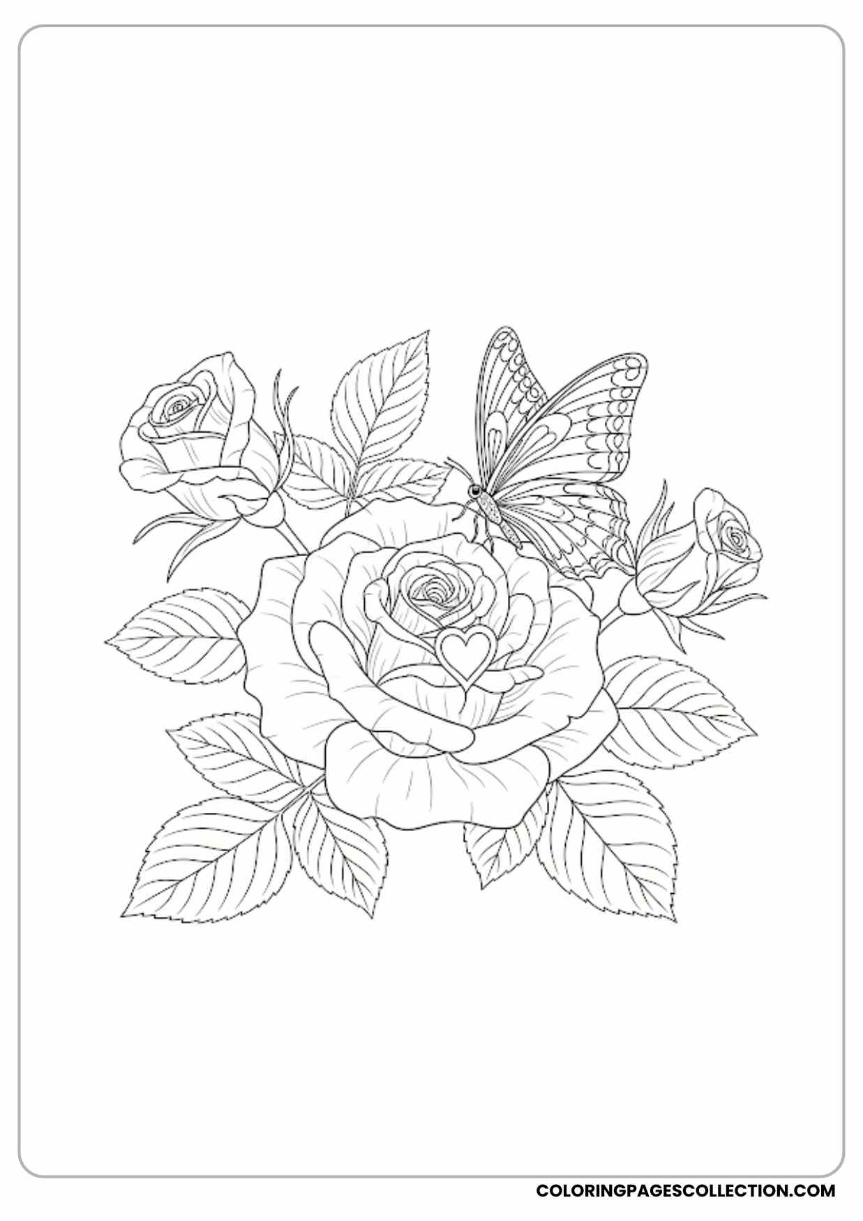 rose with sunshine coloring page