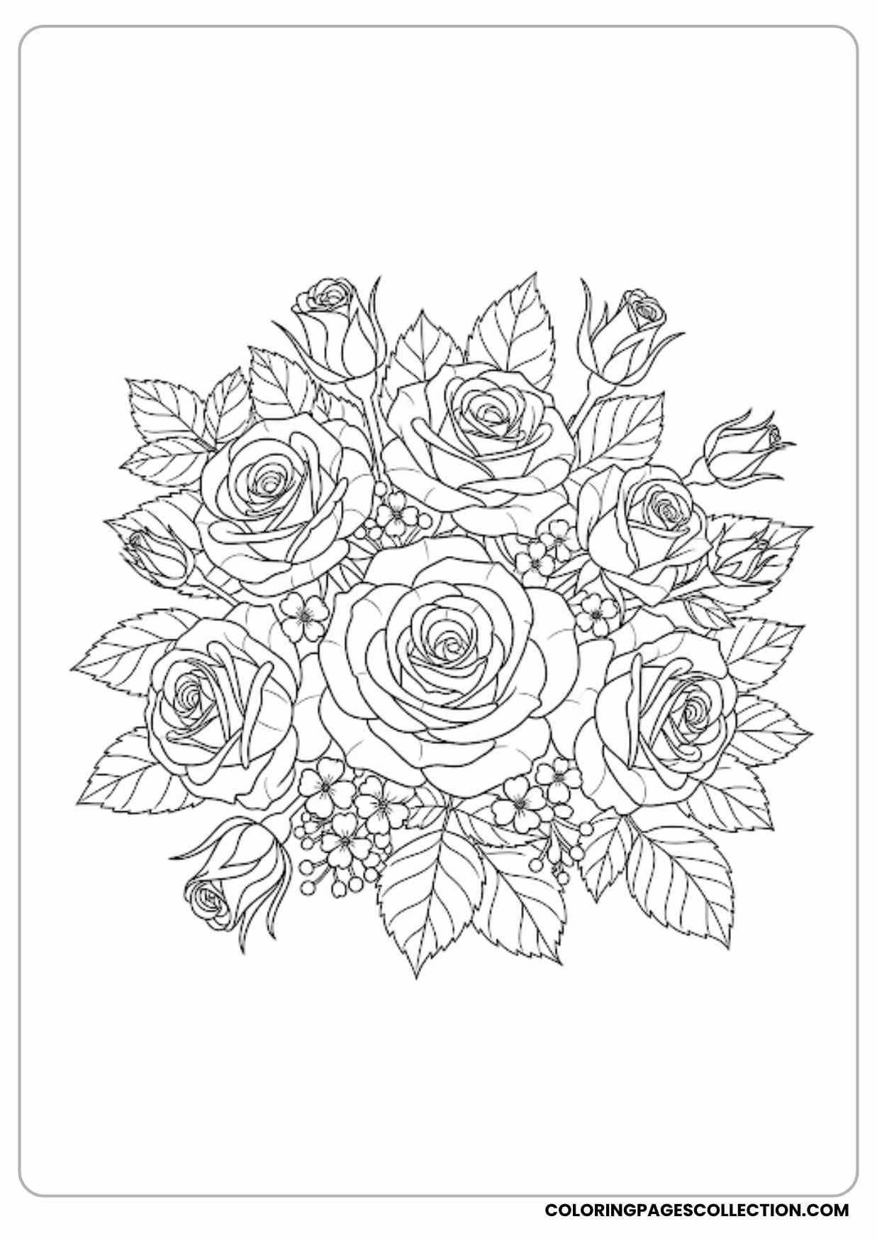 single rose with swirls coloring page