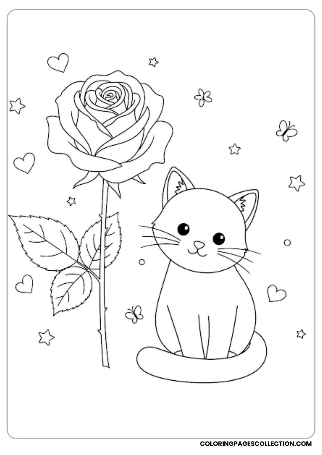 fantasy rose with stars coloring page