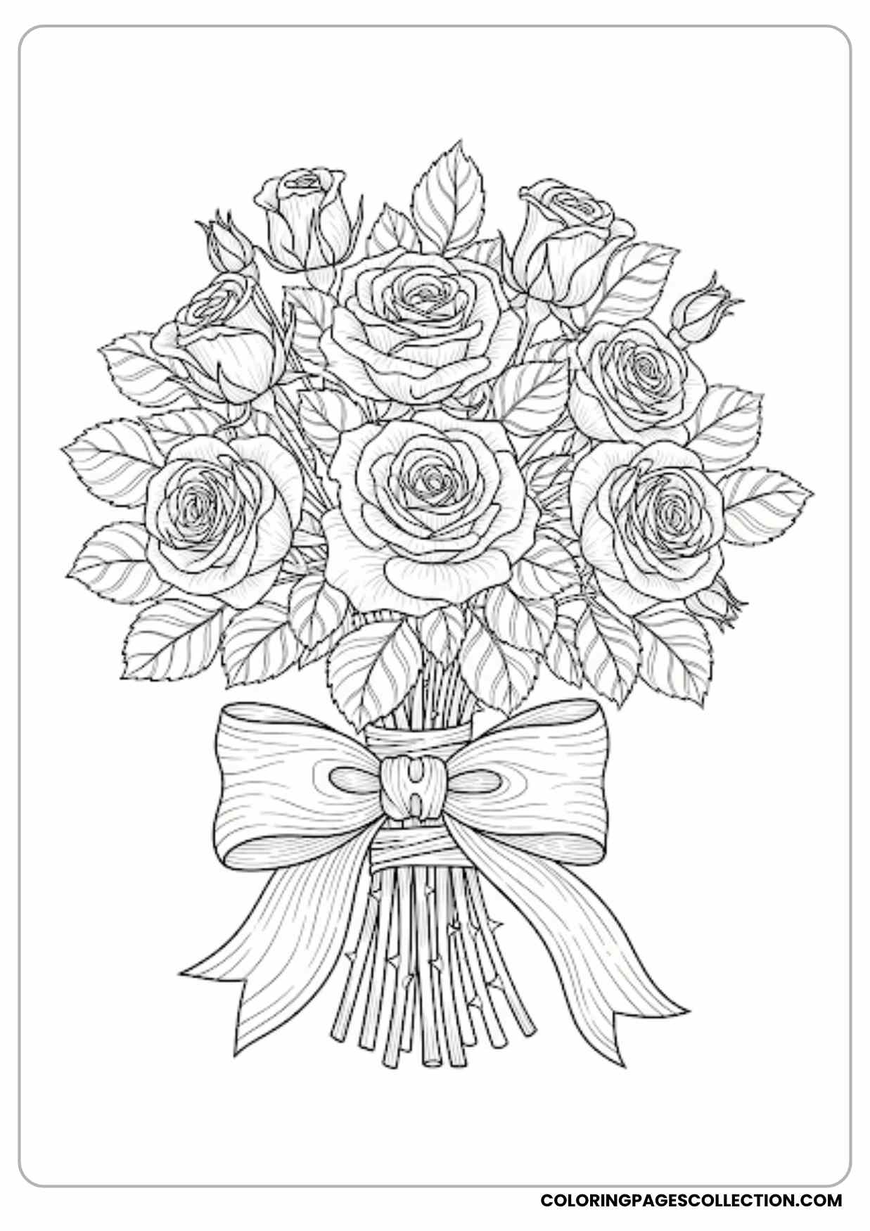 rose with dagger coloring page