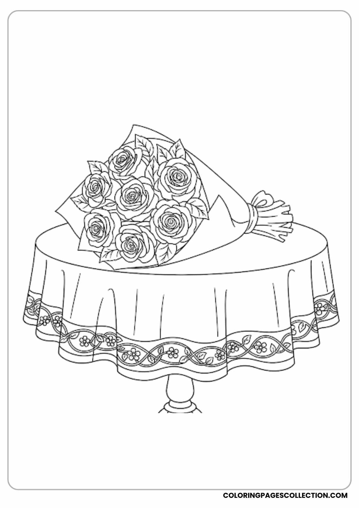 rose with geometric background coloring page