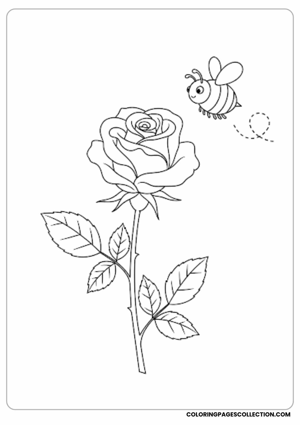 puppy holding rose coloring page