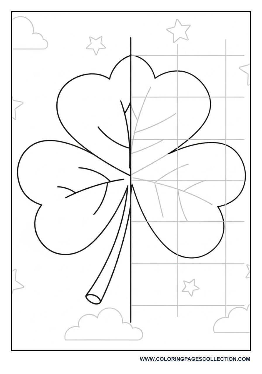 Shamrock Symmetry Drawing Page