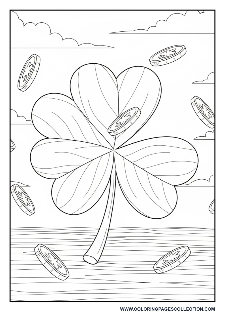 Shamrock with Falling Coins