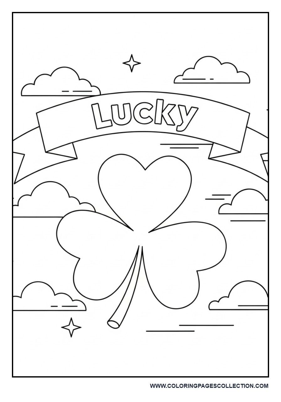 Shamrock with “Lucky” Banner