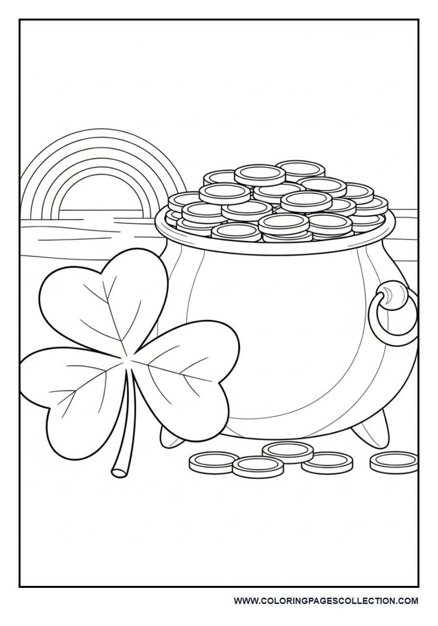 Shamrock with Pot of Gold Scene
