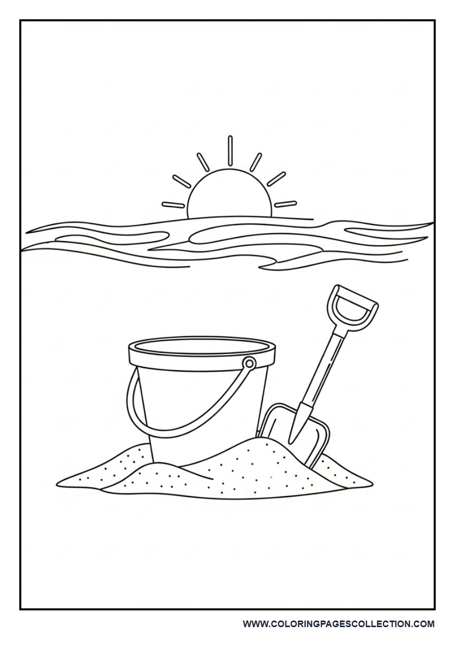 Beach Bucket and Shovel Scene
