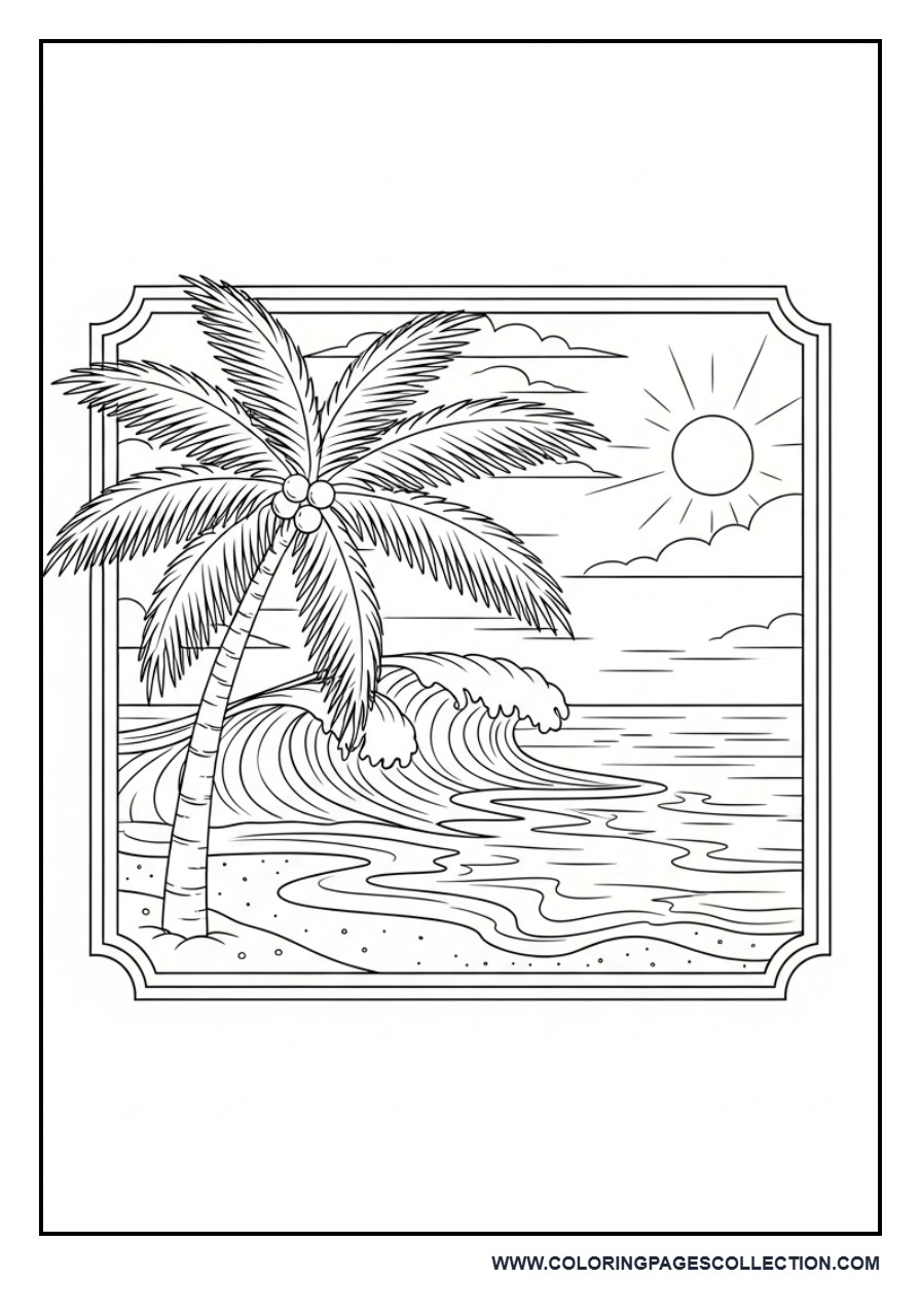 Beach Scene Frame Composition