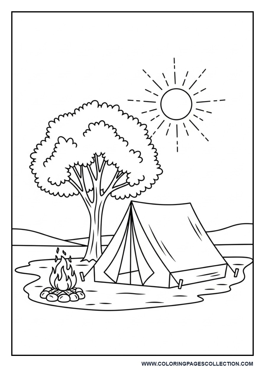 Camping Tent Summer Scene