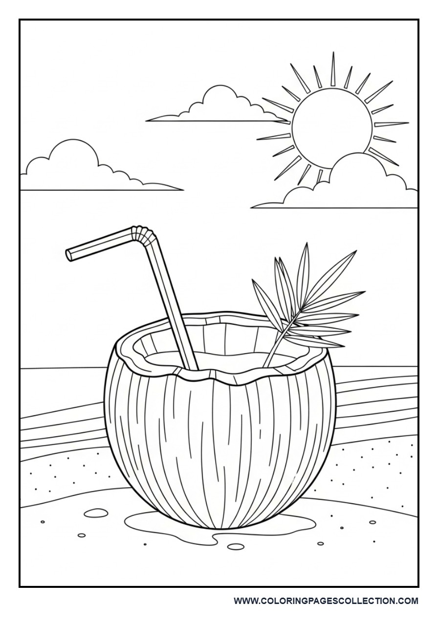 Coconut Drink Beach Scene