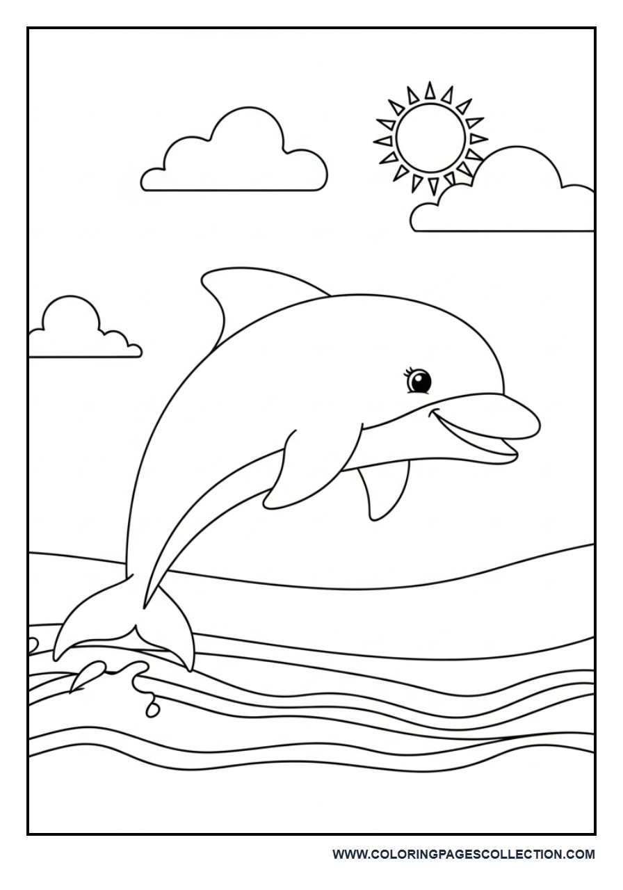 Dolphin Jumping in Waves