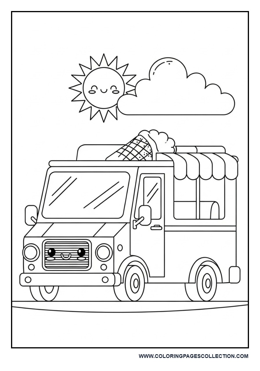 Ice Cream Truck Summer Scene