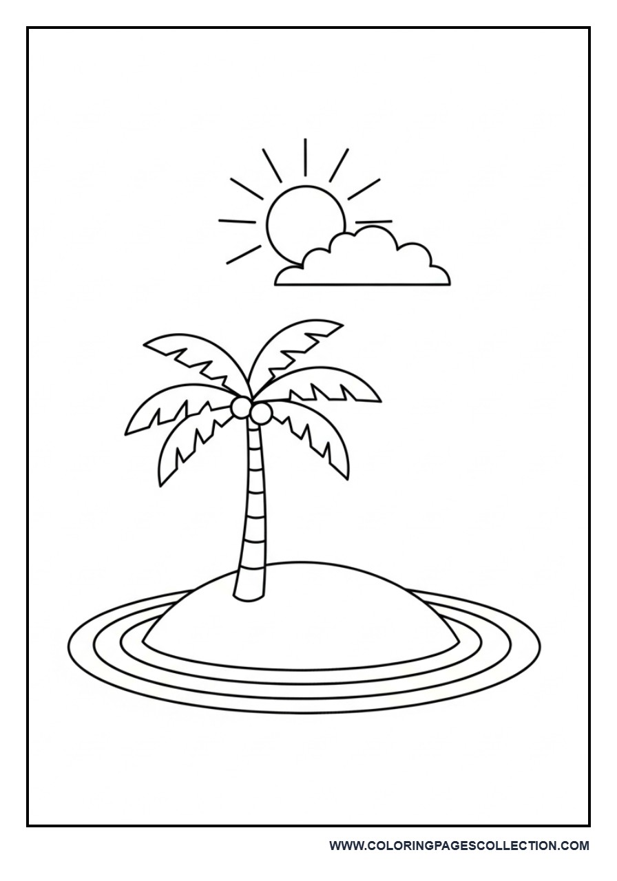 Palm Tree Island Scene