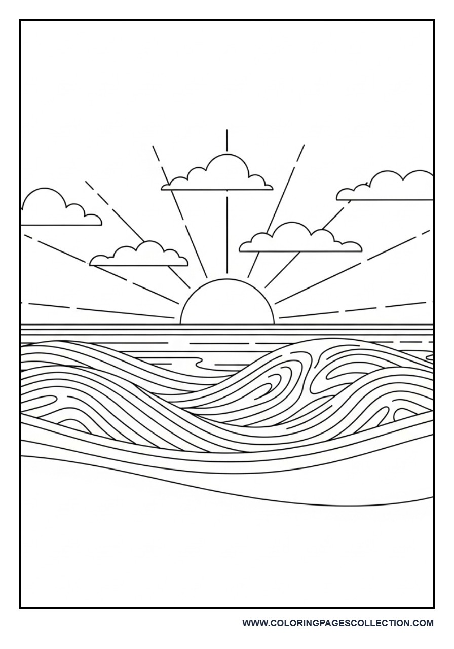 Sunset Beach Layered Scene