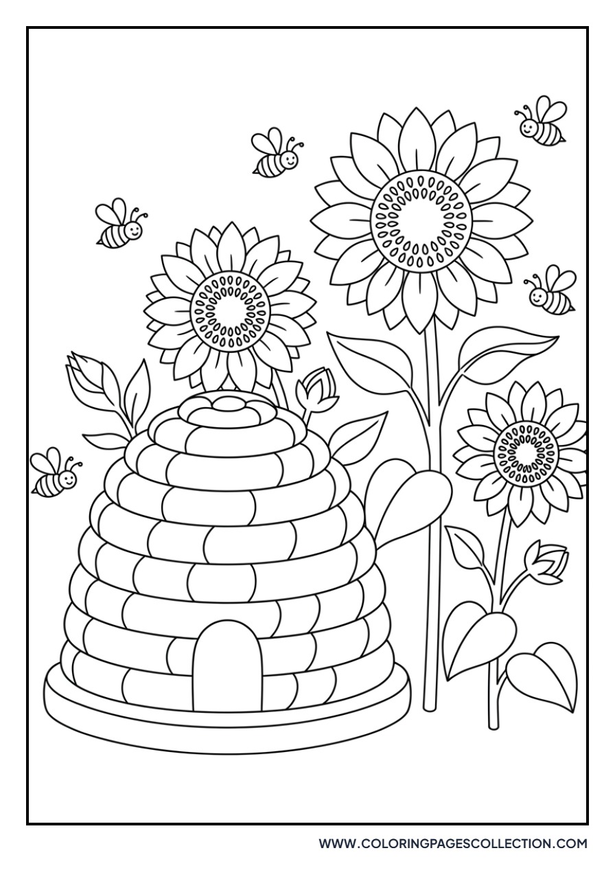 Sunflower and Bee Skep