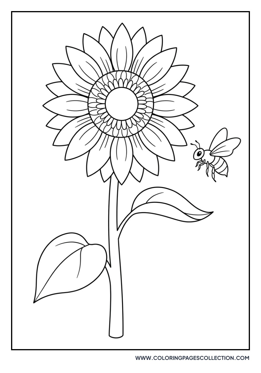 Sunflower and Busy Honeybee