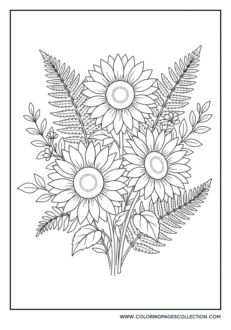 Sunflower Bouquet with Ferns
