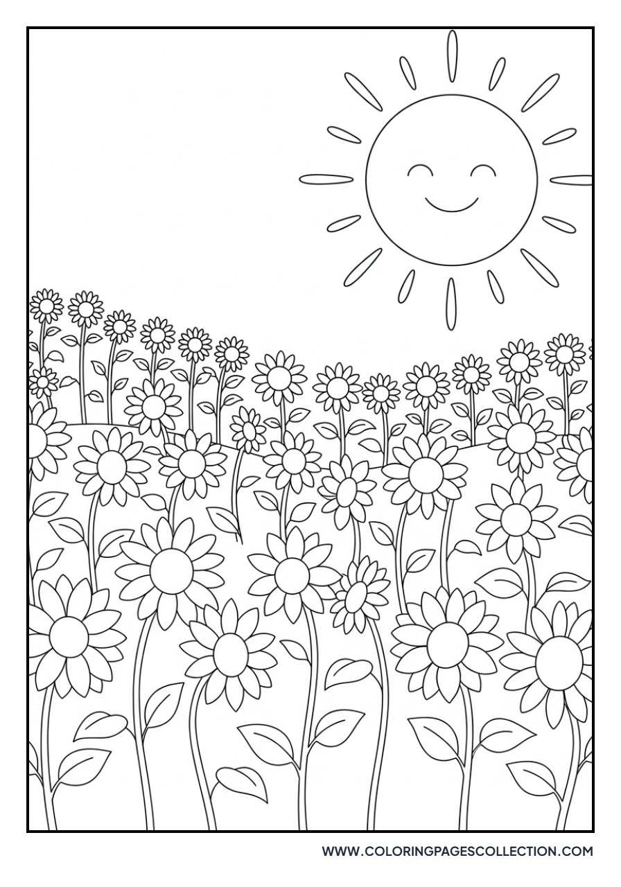 Sunflower Field with Sun
