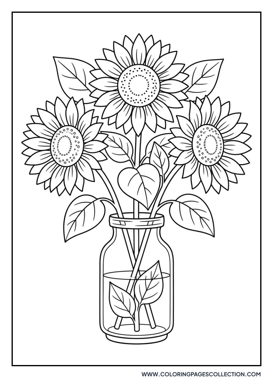 Three Sunflowers in a Vase