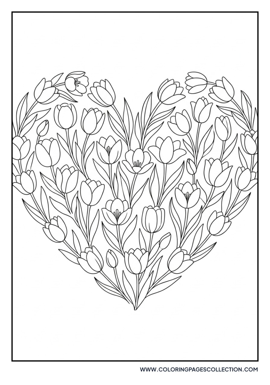 Heart Shape Made of Tulips