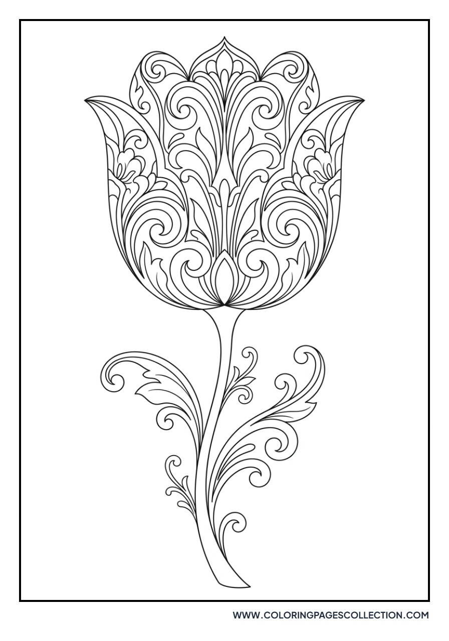 Ornate Patterned Tulip Head