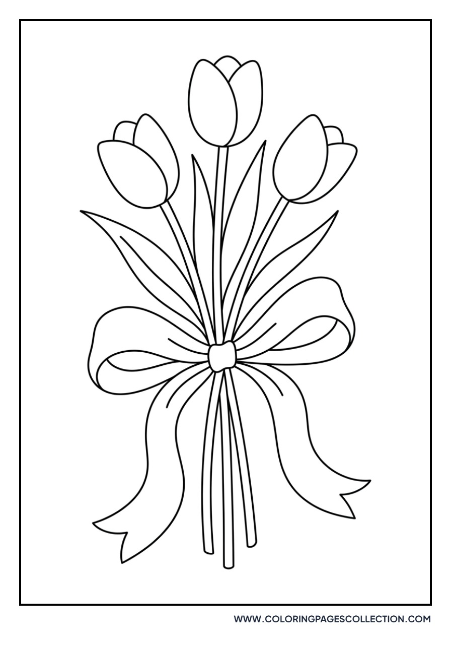 Ribbon Tied Around a Tulip Bunch
