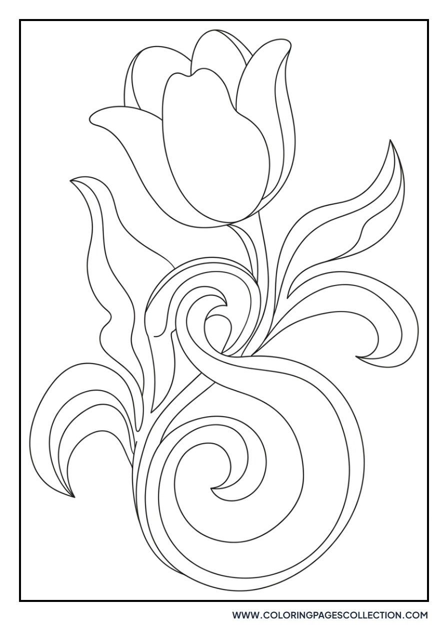 Swirly Stem Art Tulip