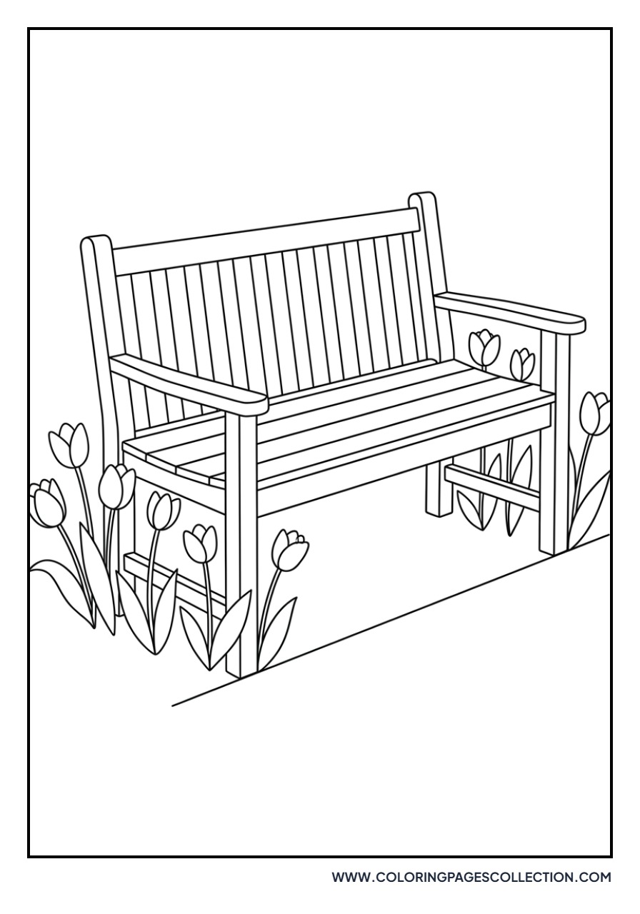 Tulip with a Garden Bench