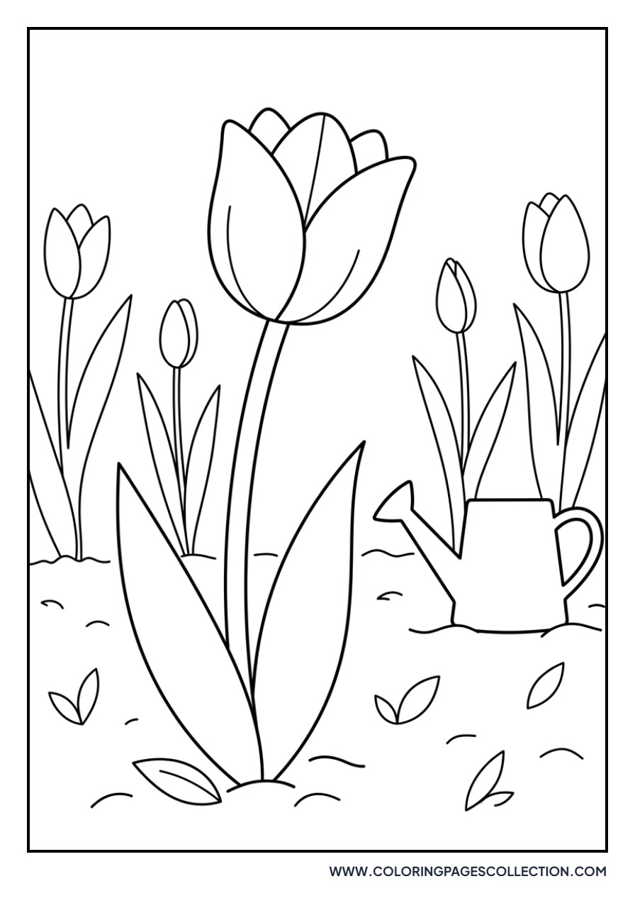 Tulip with a Watering Can Background