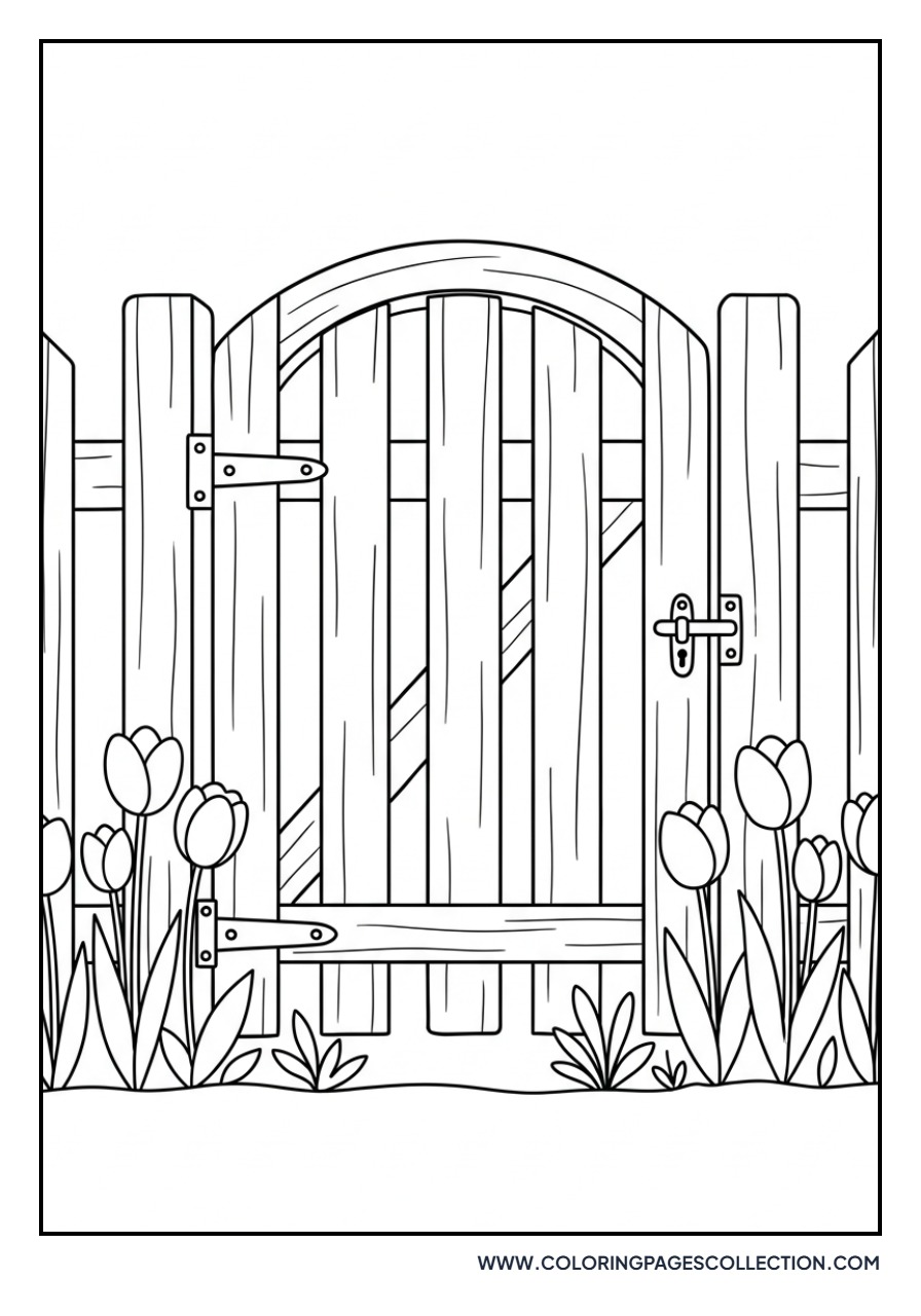 Tulips and a Garden Gate