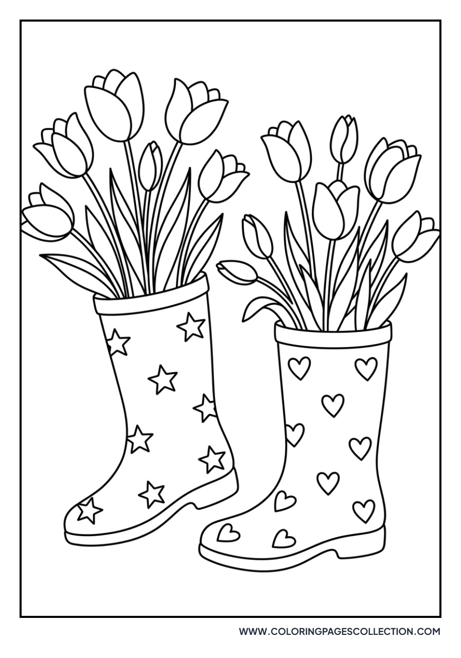 Tulips Growing in a Boot