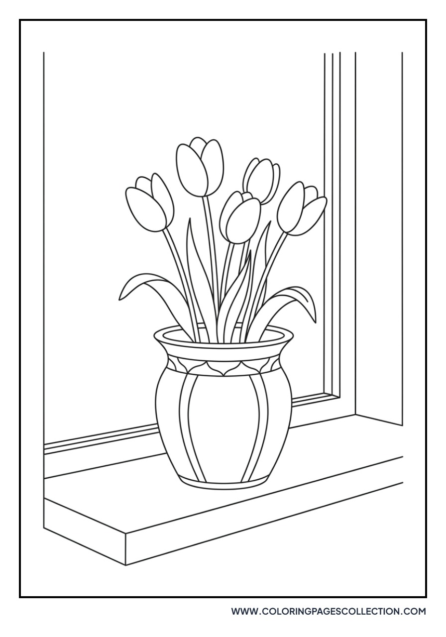 Tulips in a Sun-Drenched Window