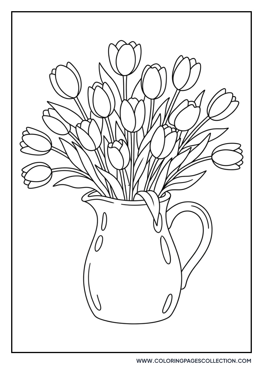 Tulips in a Vintage Pitcher