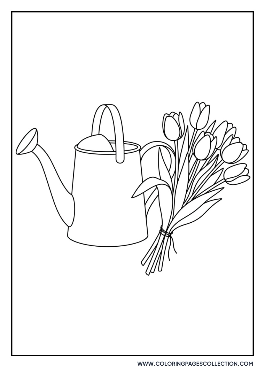 Watering Can and Tulips
