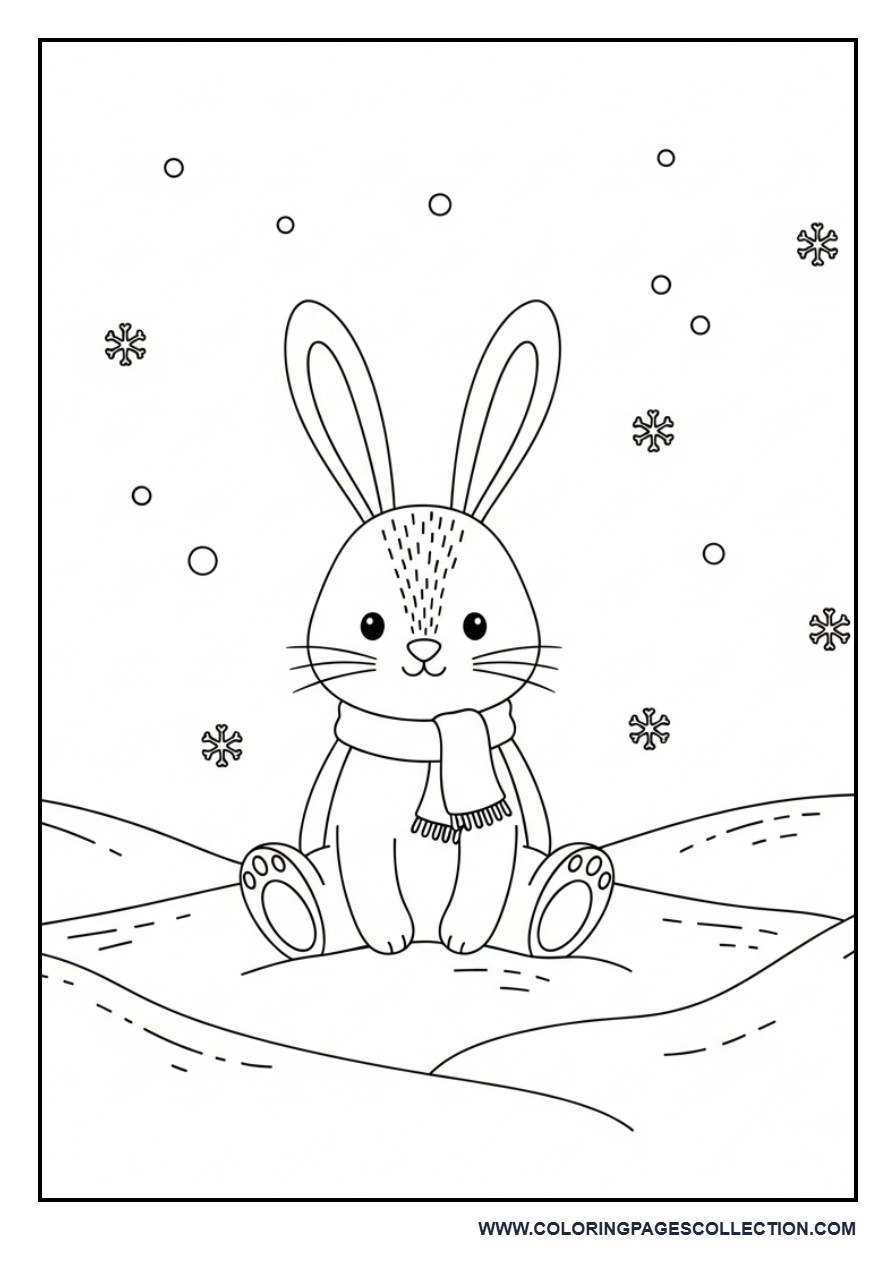 Bunny in Winter Snow
