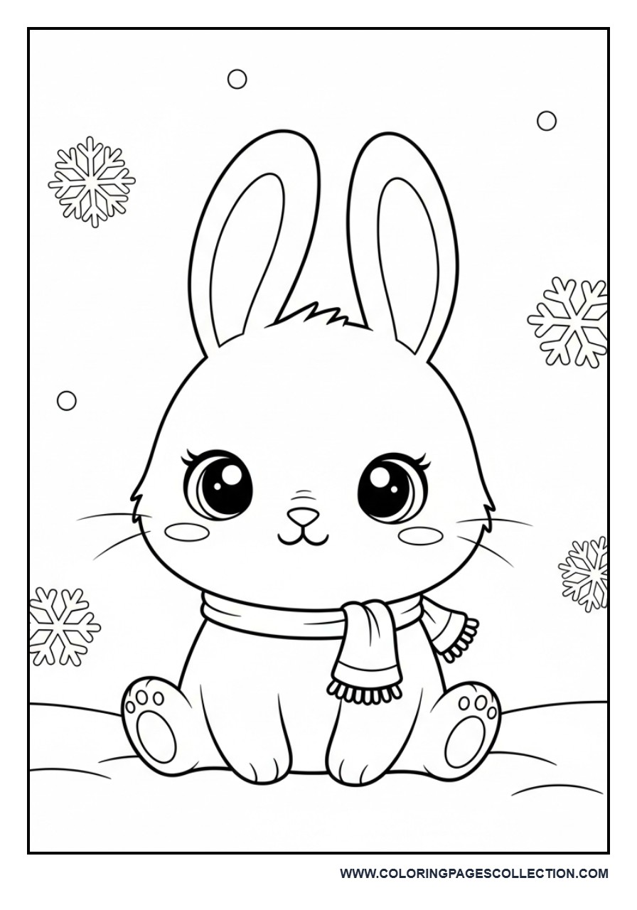Cute Bunny in Snow Kawaii