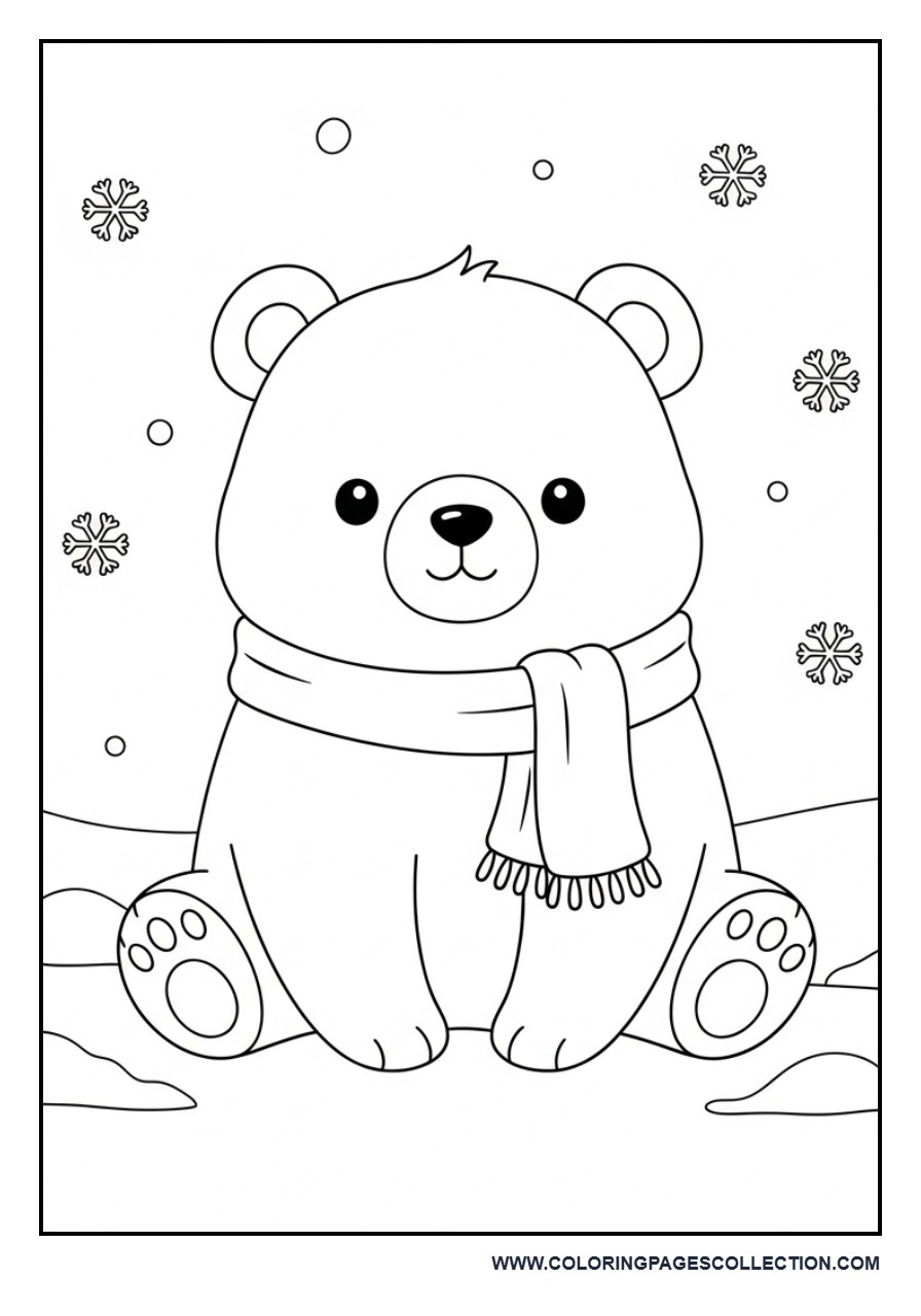Cute Polar Bear with Scarf