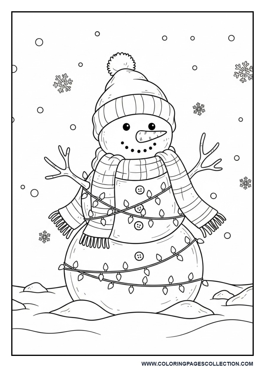 Cute Snowman with Lights