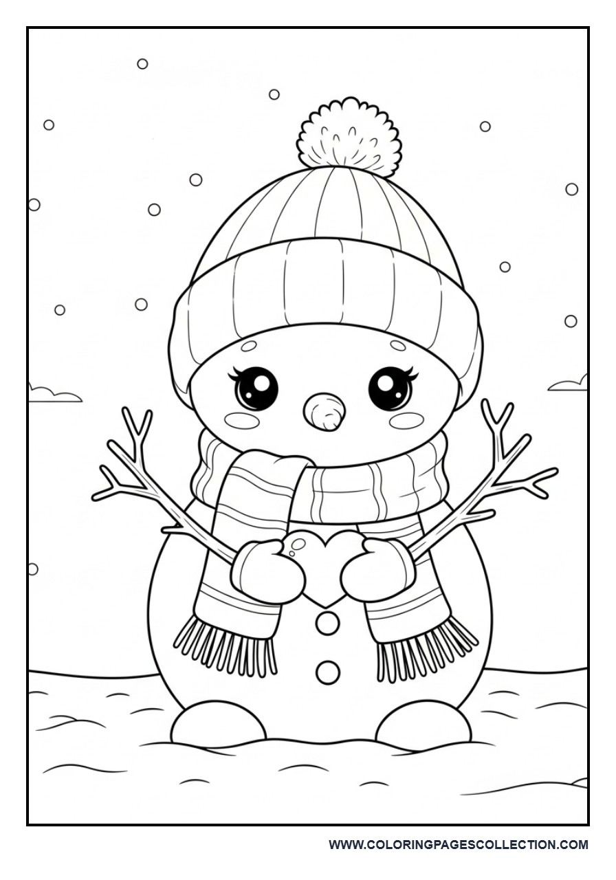Kawaii Snowman with Heart