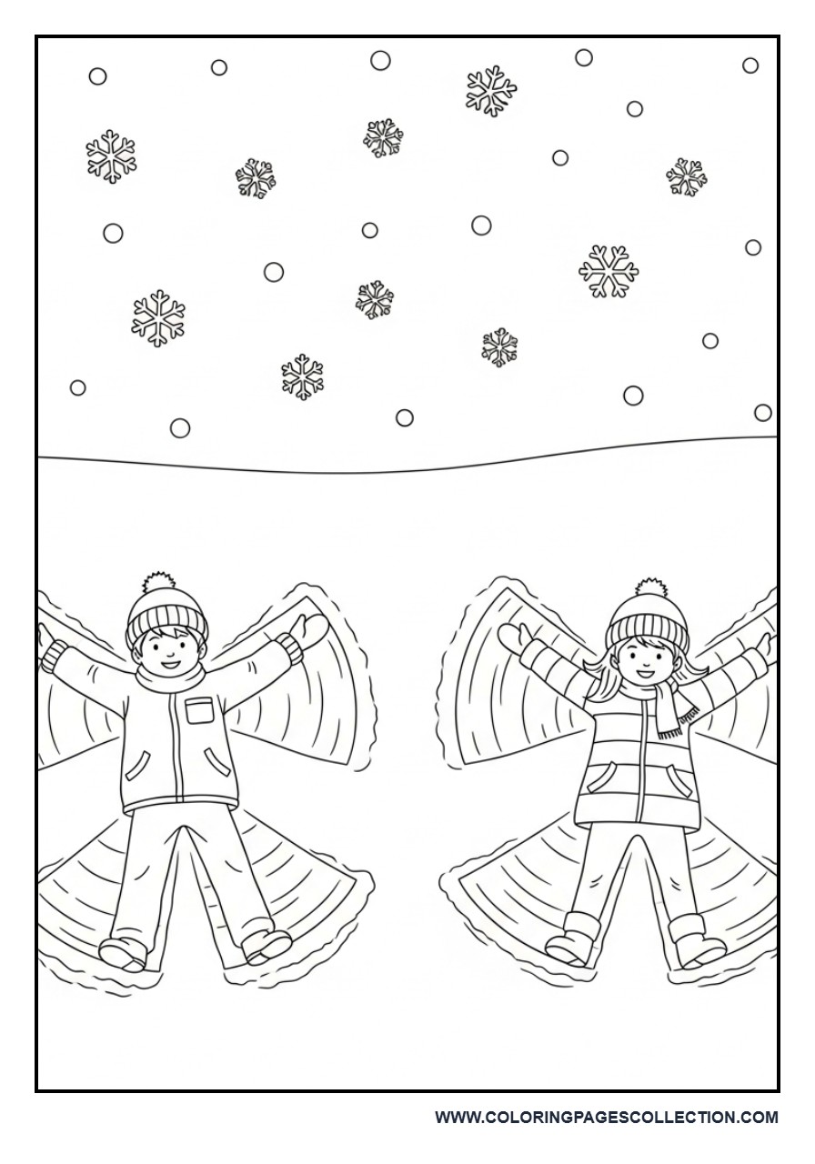 Kids Making Snow Angels