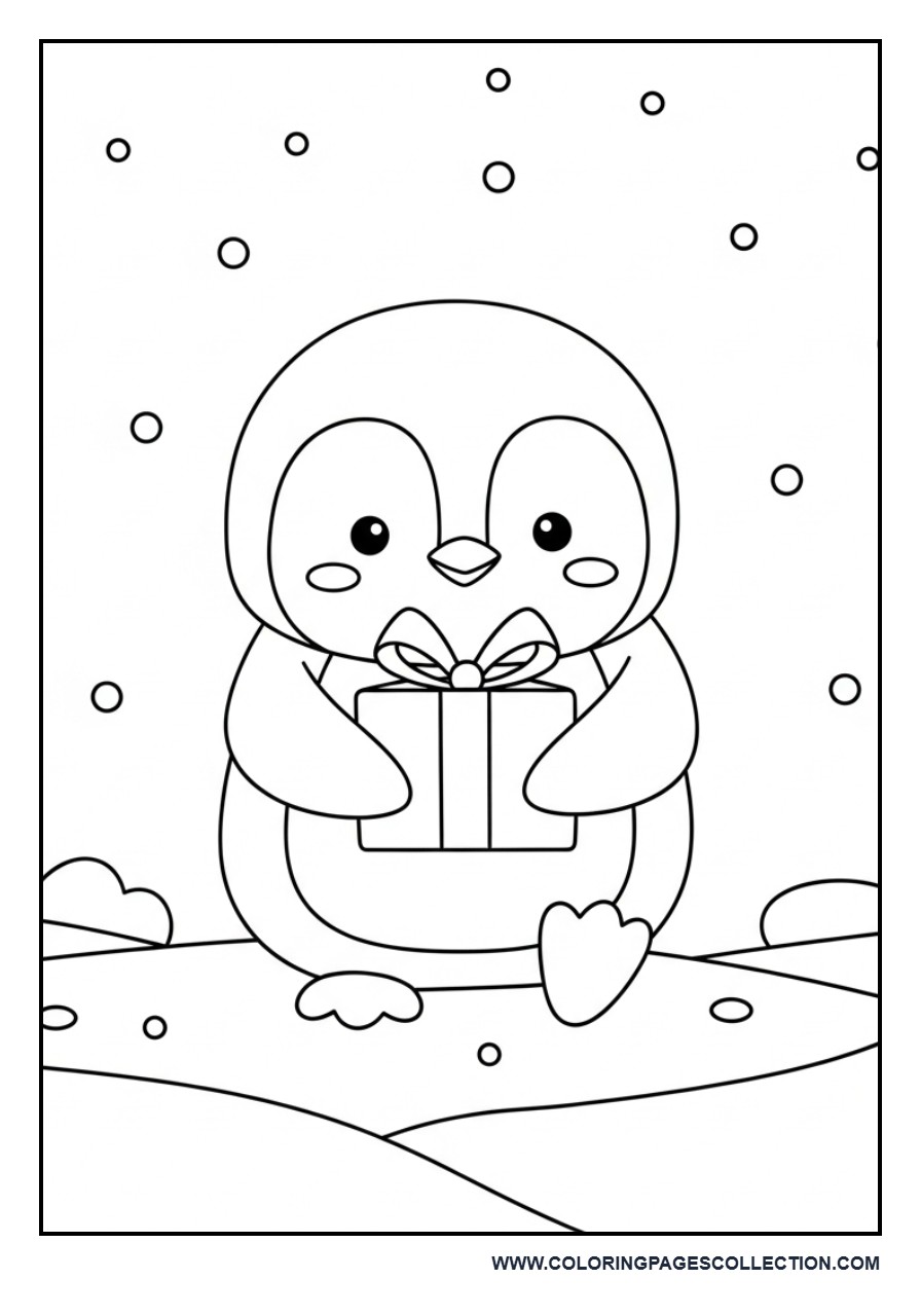 Penguin Holding Gift