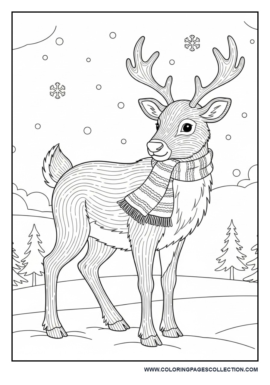 Reindeer in Winter Field