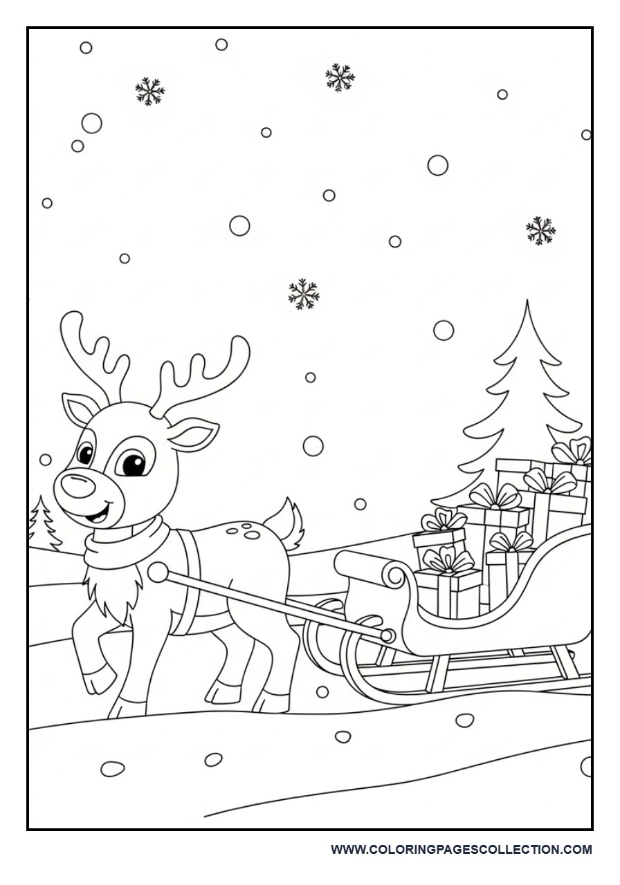 Reindeer with Gift Sleigh