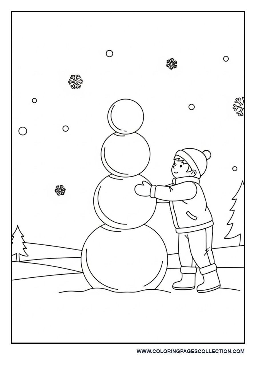 Snowman Building Scene