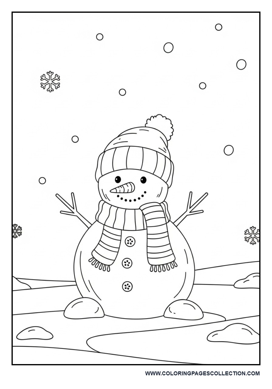 Snowman in Snowy Ground