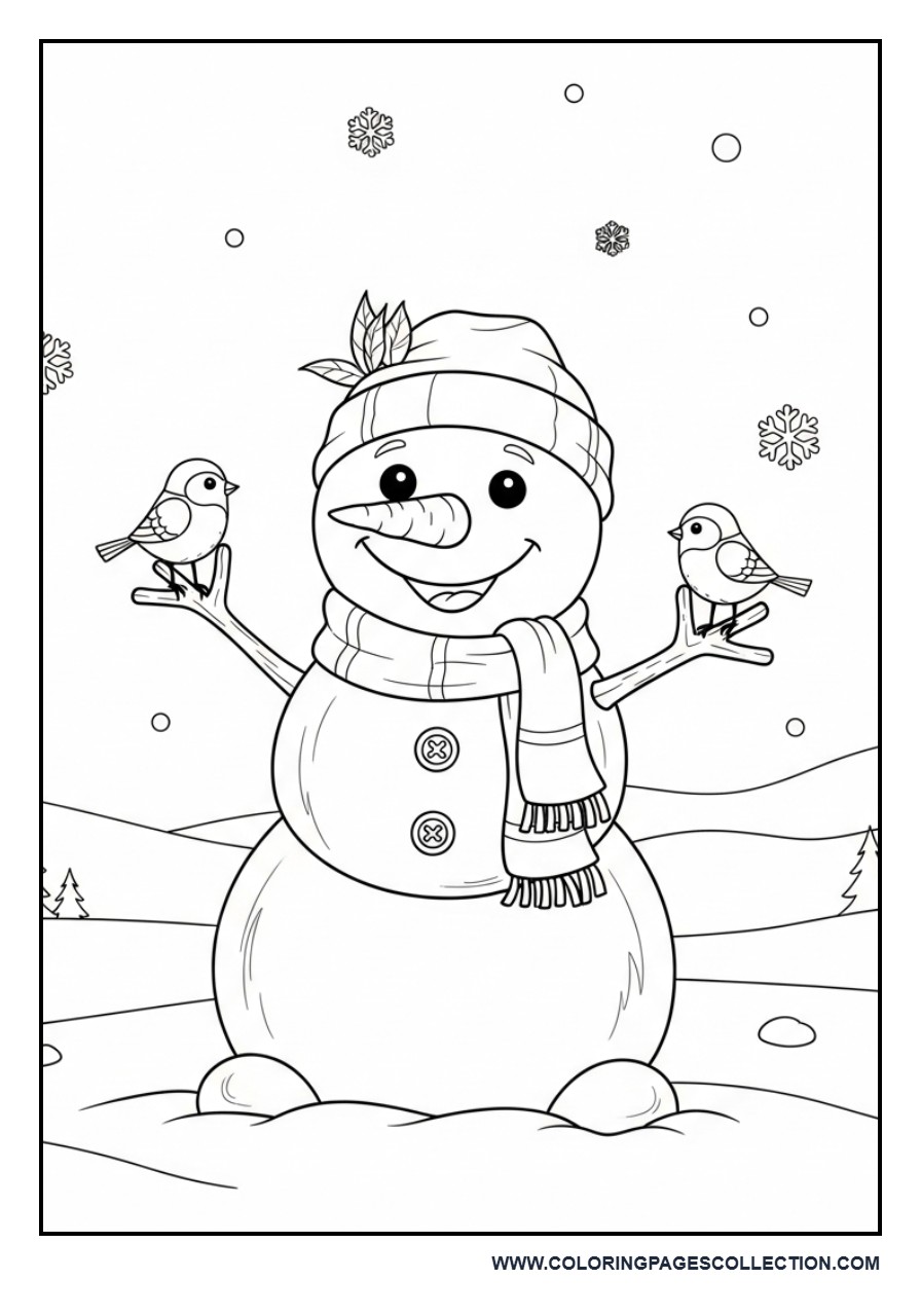 Snowman with Birds